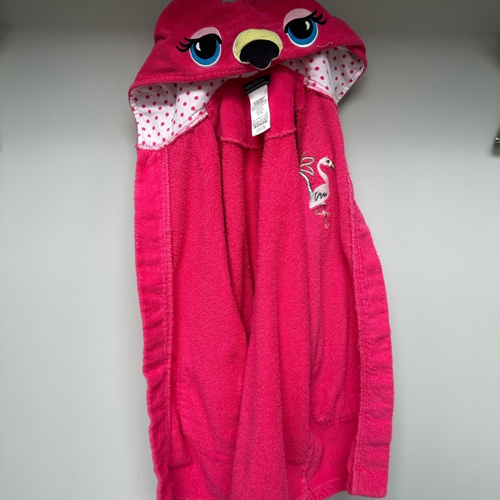 Nautica Kids Pink Hooded Pajama Robe- size5/6